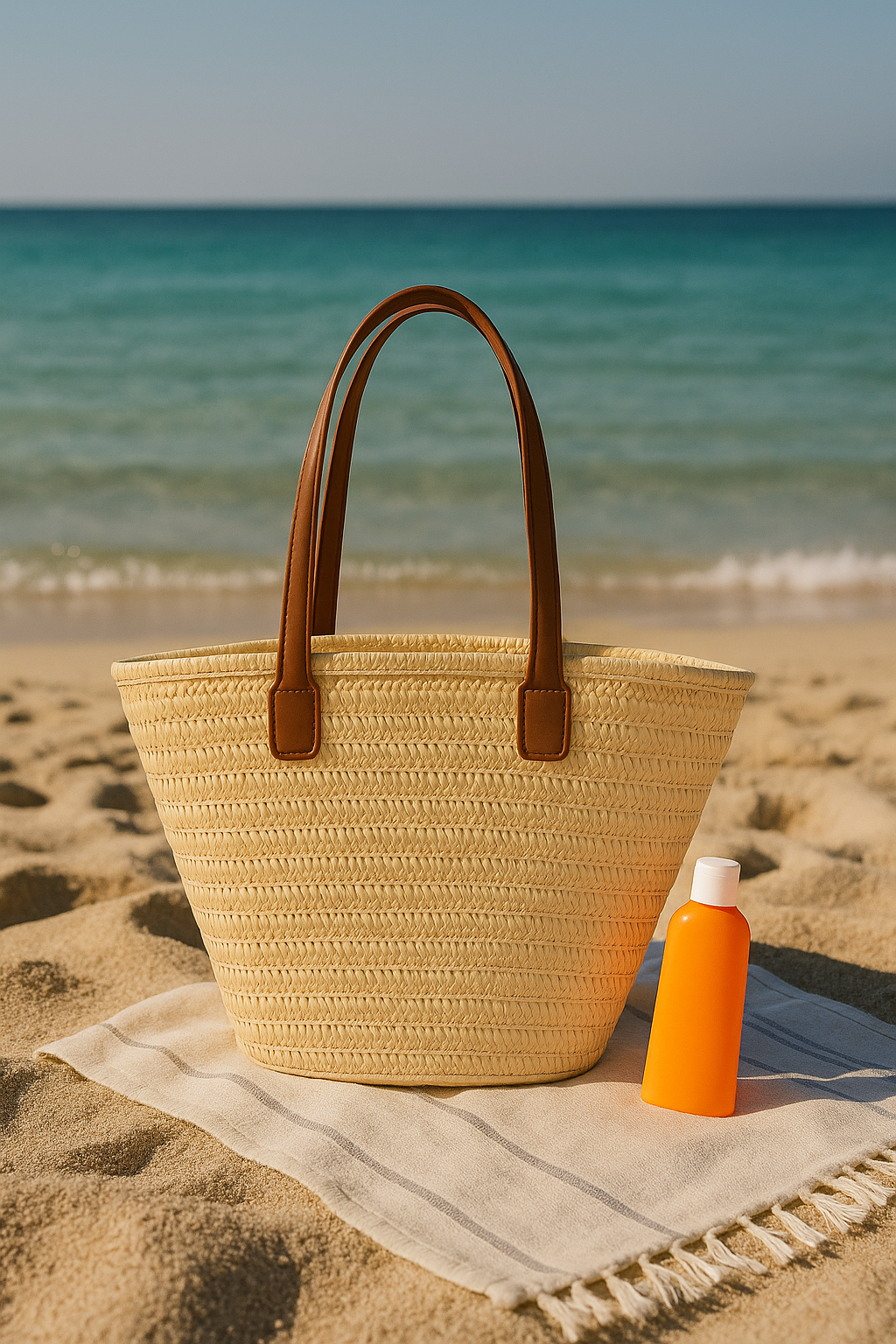 Luxury Straw Woven Tote – Elegant & Spacious Summer Handbag