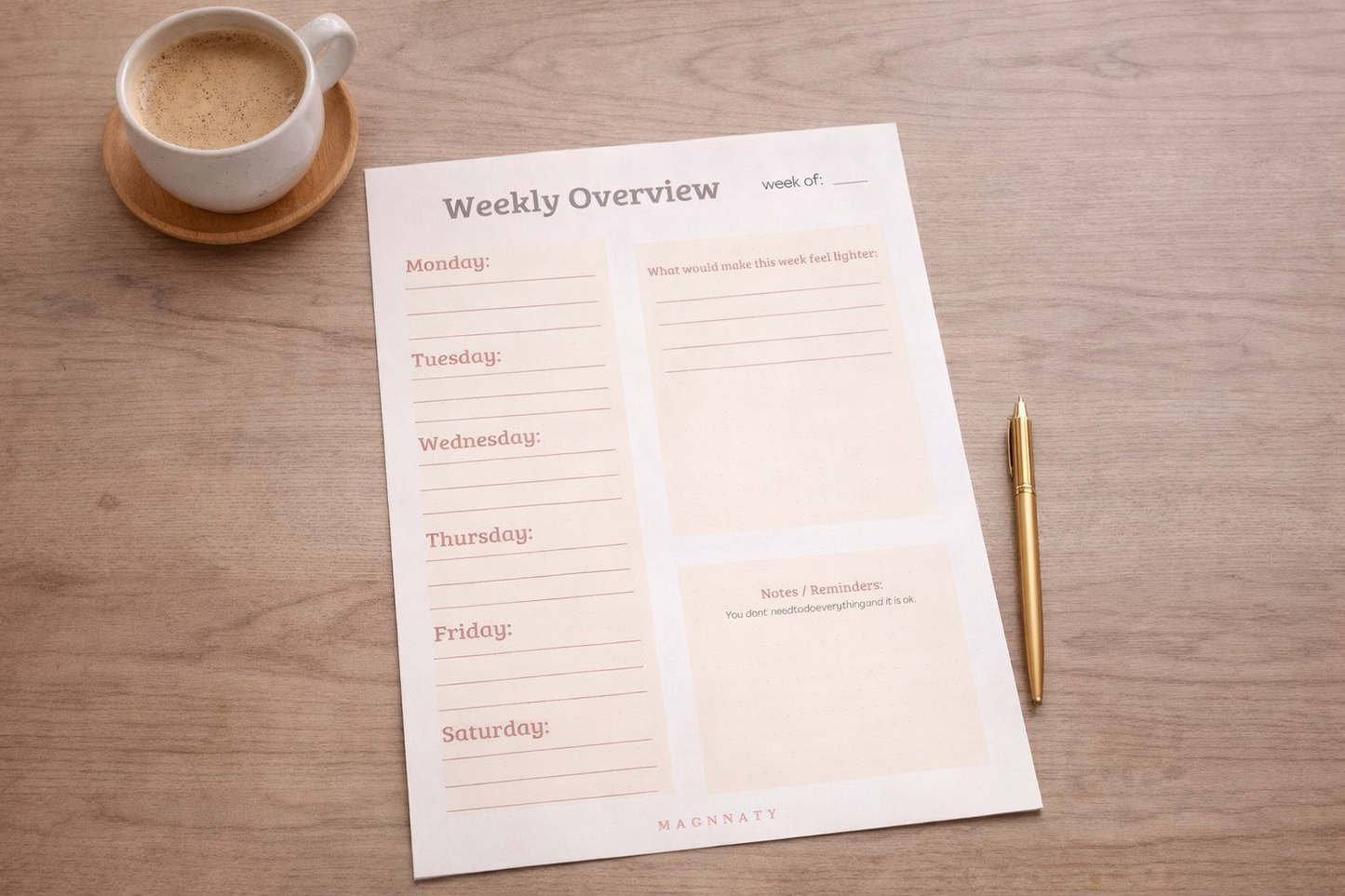 One Week at a Time – Gentle Weekly Planner