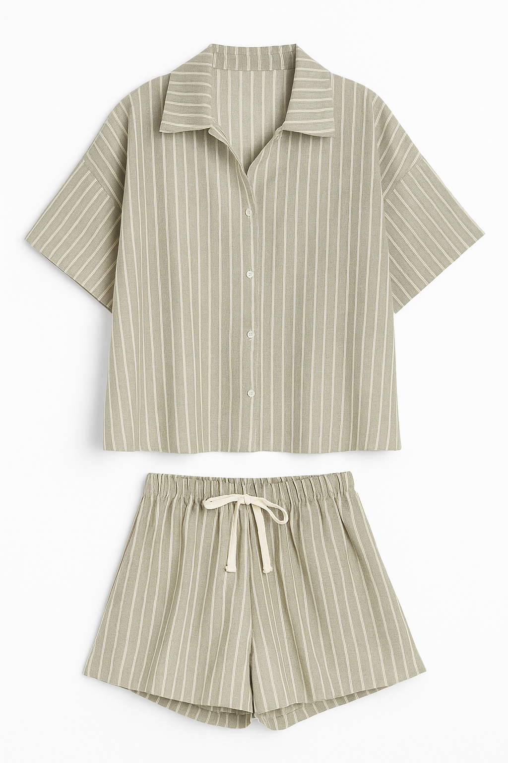 Refined Striped Shorts Set – Effortless Elegance in a Chic Silhouette