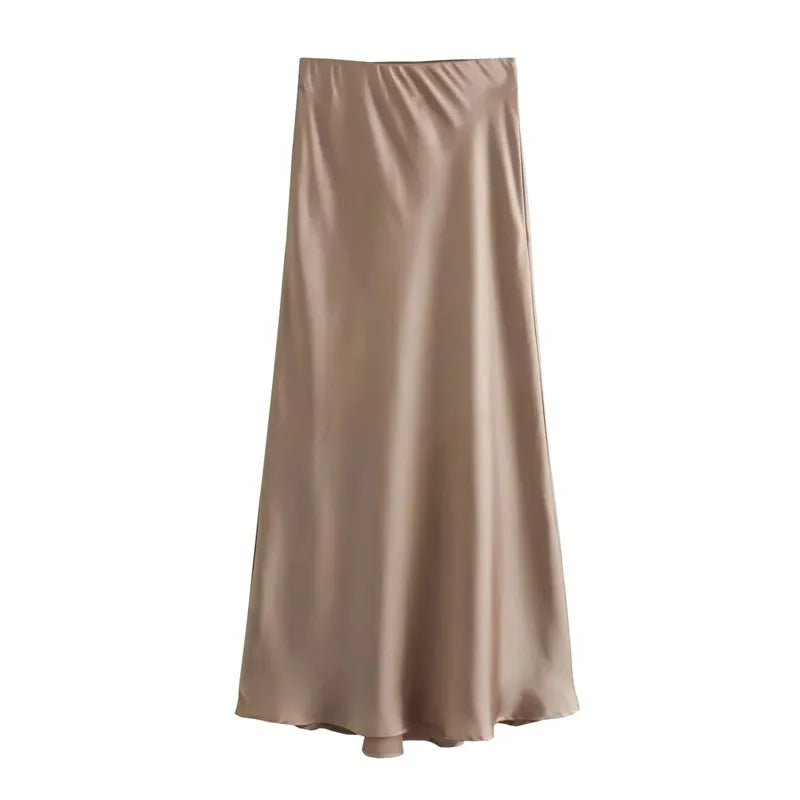 Satin Grace Skirt – High Waist Elegance