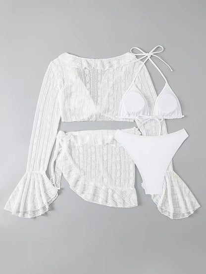 Four-Piece Swimwear Set – Elegant Beachwear with Refined Coverage
