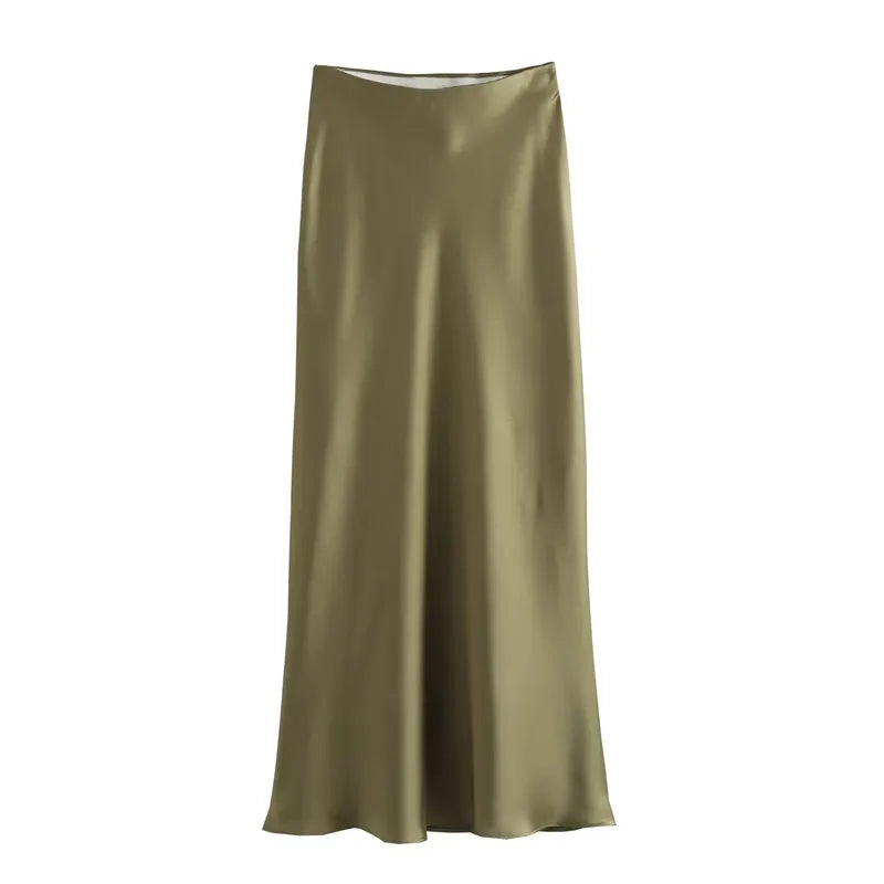 Satin Grace Skirt – High Waist Elegance