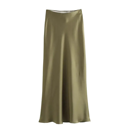 Satin Grace Skirt – High Waist Elegance