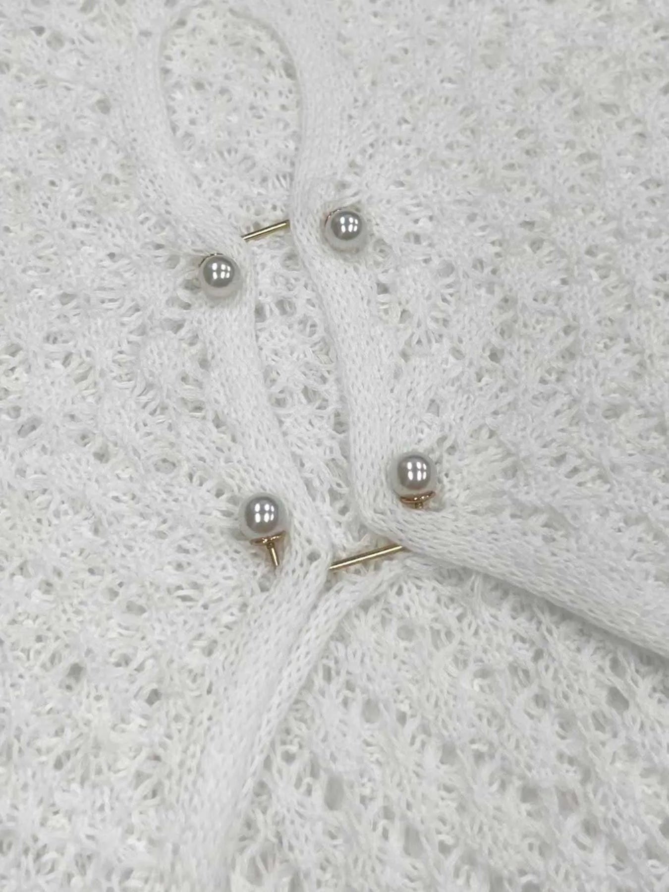 White Sheer Knit Beach Dress for Women | Elegant Backless Cover-Up with Deep V-Neck