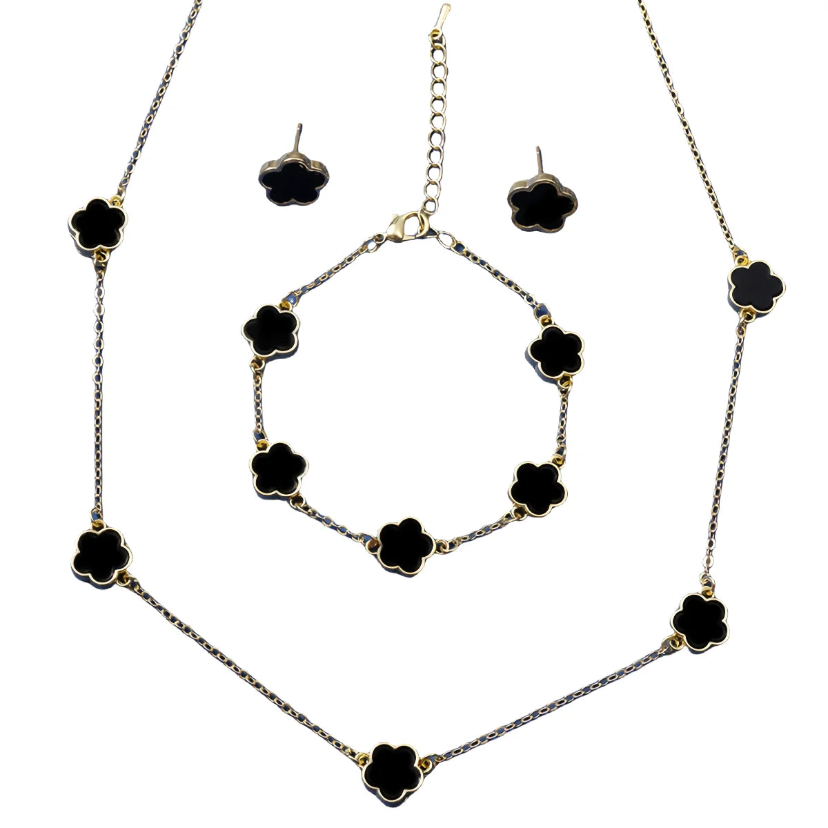 Elegant Clover Jewellery Set – Timeless Charm in a Three-Piece Design