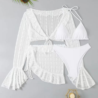 Four-Piece Swimwear Set – Elegant Beachwear with Refined Coverage