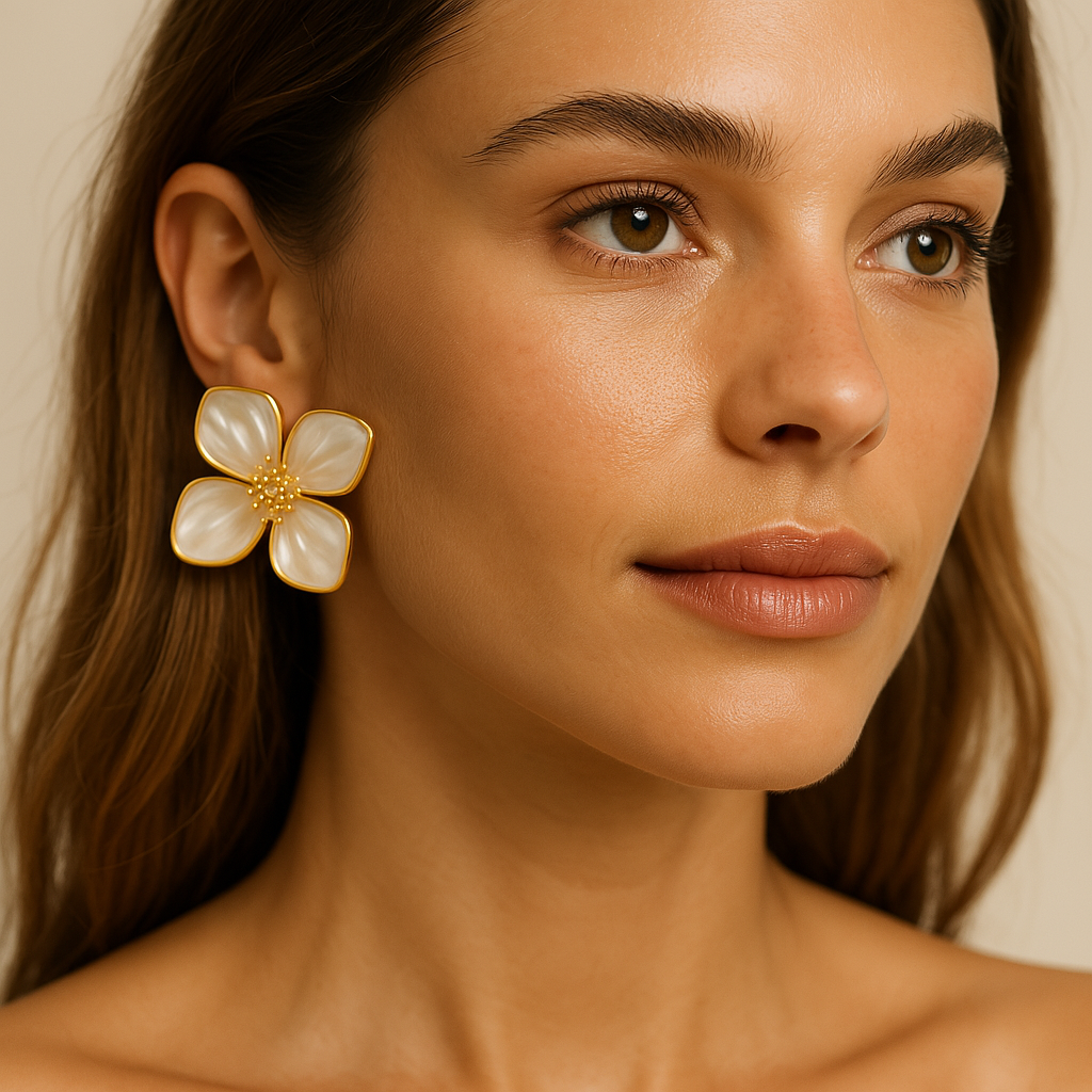 Hibiscus Flower Stud Earrings – Vintage French Style