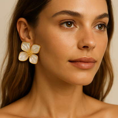 Hibiscus Flower Stud Earrings – Vintage French Style